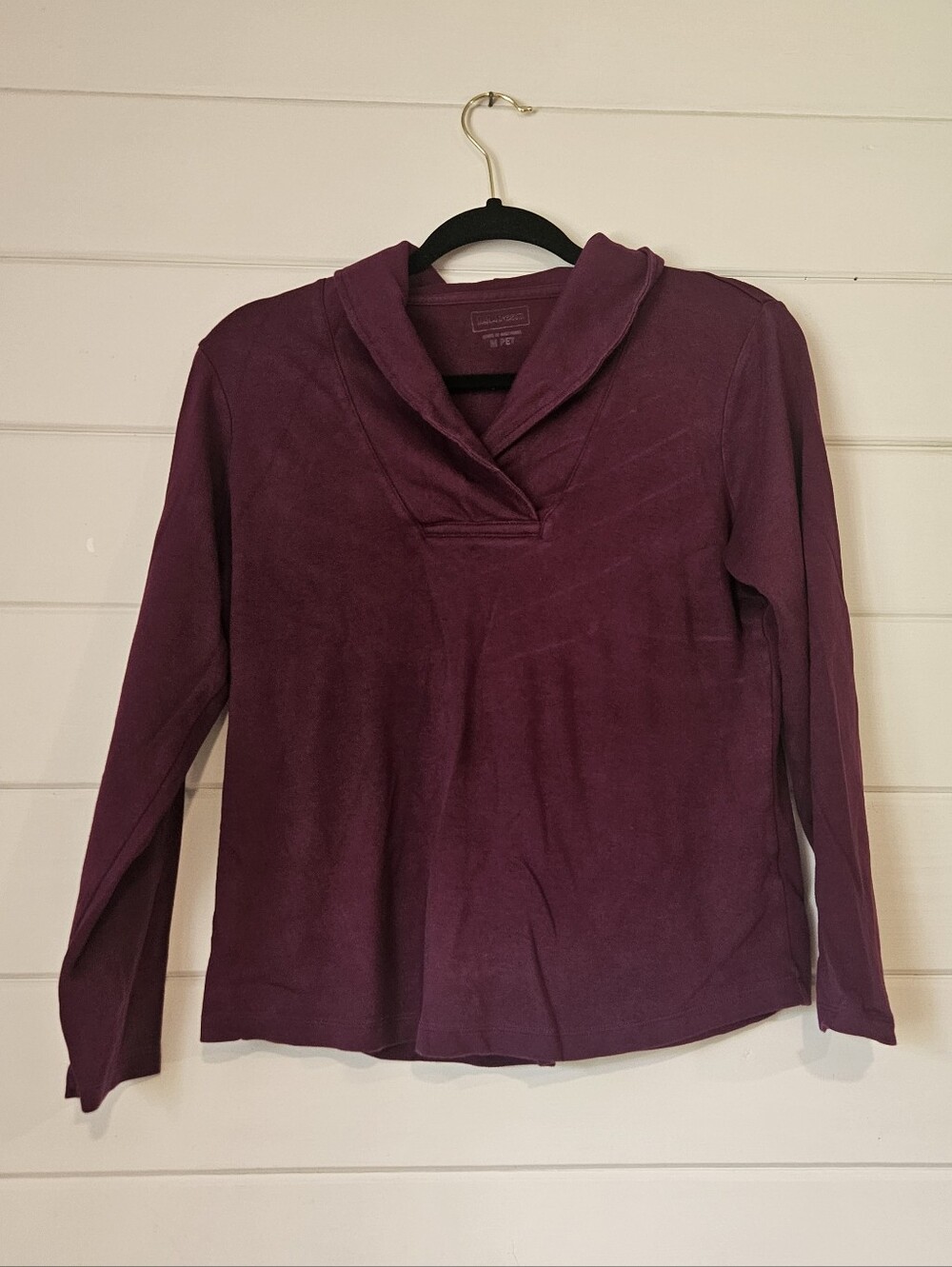 L.L.Bean Plum/Fuschia Pullover, Long-Sleeve Shawl Collar (MP)